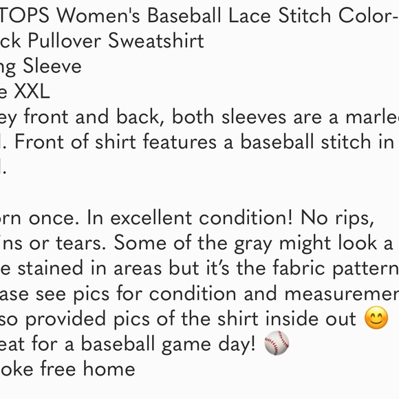 BKTOPS Women's Baseball Lace Stitch Color-block Pullover Sweatshirt Size XXL - Picture 12 of 12